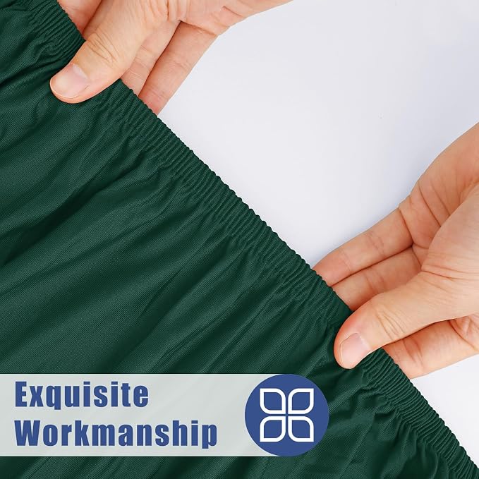 Moosfor 2 Pack Square Spandex Fitted Table Cloth, Elastic Tablecloth | Washable Picnic Table Cover, Stretch Waterproof Table cloths for Party, Patio, Dining, Kitchen, 42" x 42", Hunter Green