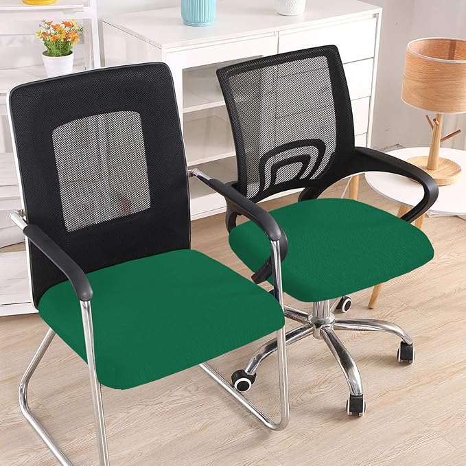 Smiry Office Computer Chair Seat Covers for Desk, Anti-dust Protector | Stretch Jacquard Removable Washable Desk Chair Seat Cushion Protectors, Chritsmas Green