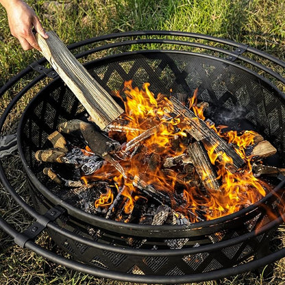 EcoNook 42 Inch Wood Burning Fire Pit with 2 Loops, Outdoor Fire Pit with Spark Screen & Fire Poker, Cross Weave Firepit for Outside Fireplace Bonfire for Yard,Patio, Garden