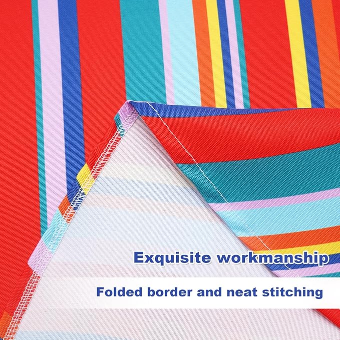 SquarePie Outdoor Tablecloth with Umbrella Hole and Zipper Rectangle Waterproof Spillproof Table Cloth for Spring Summer Picnic Patio Garden Poolside Camping, 60x84 inch Color Stripe