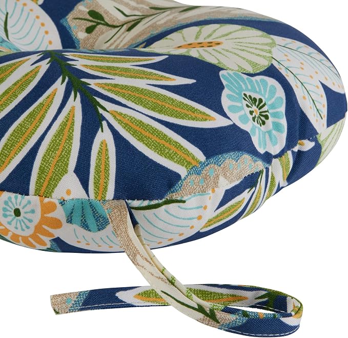 Greendale Home Fashions Magnolia Floral Outdoor 15-inch Bistro Seat Cushion, Set of 2