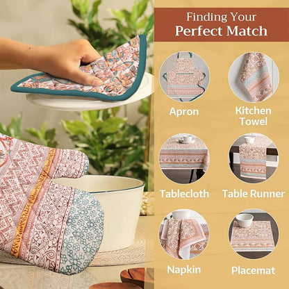 Maison d' Hermine Pot Holders 100% Cotton Potholders (8" x 8", Pack of 1) | Heat Resistant Hot Pads with Loop BBQ Cooking Baking Hotel Kitchen Handling Hot Pans Thanksgiving Christmas - Nila