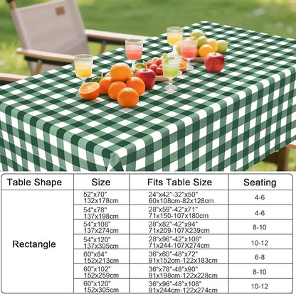 Smiry Picnic Table Cloth, Vinyl Tablecloths with Flannel Backing, 60"x102" | Waterproof Rectangle Table Cloth, Wipeable Buffalo Plaid Table Cover for Indoor and Outdoor (Emerald Green & White)