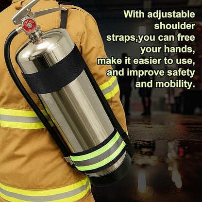 Shyyween 2 Pcs Adjustable Fire Extinguisher Carrying Strap Firefighter Gear Water Can Extinguisher Strap High-strength Nylon Webbing with Metal Buckle for Fire Safety (Green)