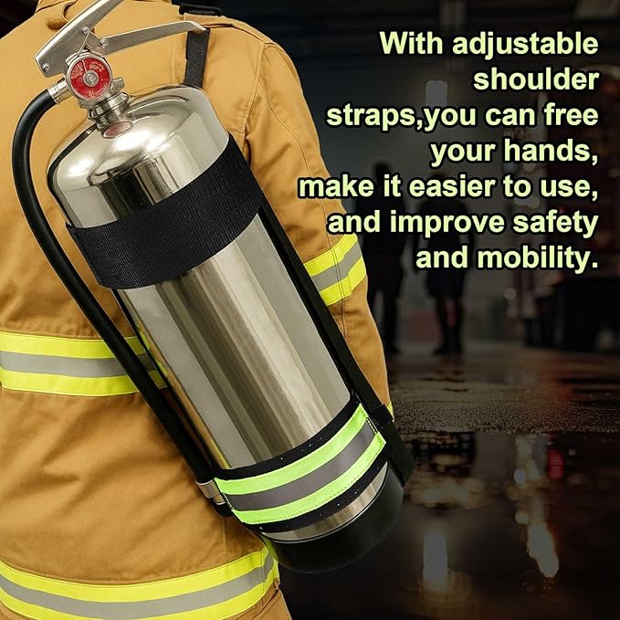 Shyyween 4 Pcs Adjustable Fire Extinguisher Carrying Strap Firefighter Gear Water Can Extinguisher Strap High-strength Nylon Webbing with Metal Buckle for Fire Safety (Green)