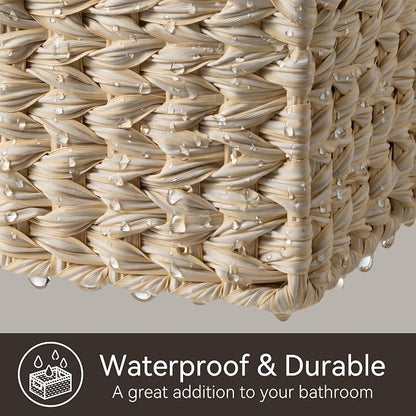 GRANNY SAYS Basket for Organizing, Wicker Storage Basket for Shelves, Woven Basket for Storage, Waterproof Shelf Basket for Living Room, Rectangular Woven Basket with Handles, 1-Pack