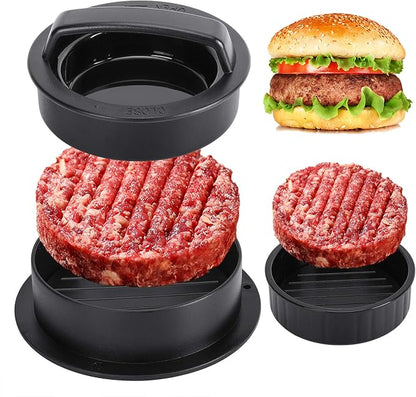 Burger Press Hamburger Patty Maker Slider Press Stuffed Burger Patty Press Regular Burger Patties Cookery Mold 3 in 1 Non Stick Kitchen Barbecue Tool