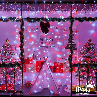 YEGUO 165ft 500 LED String Lights Outdoor Waterproof, Clear Wire Christmas String Lights Indoor Plug in, 8 Modes Twinkle Tree Light for Xmas Party Garden(Red and White)