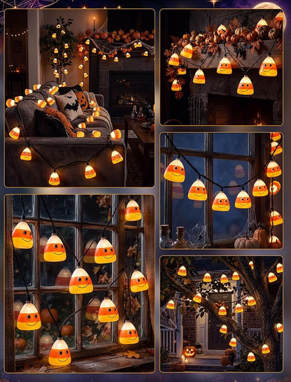 8.5FT Corn Husks Halloween String Lights, 10 LED Fall Harvest Decor Plug in | Shatterproof & Waterproof, Connect End-to-end, 2700K Warm White Glow, UL certified for Home Patio Yard Party Halloween Decor