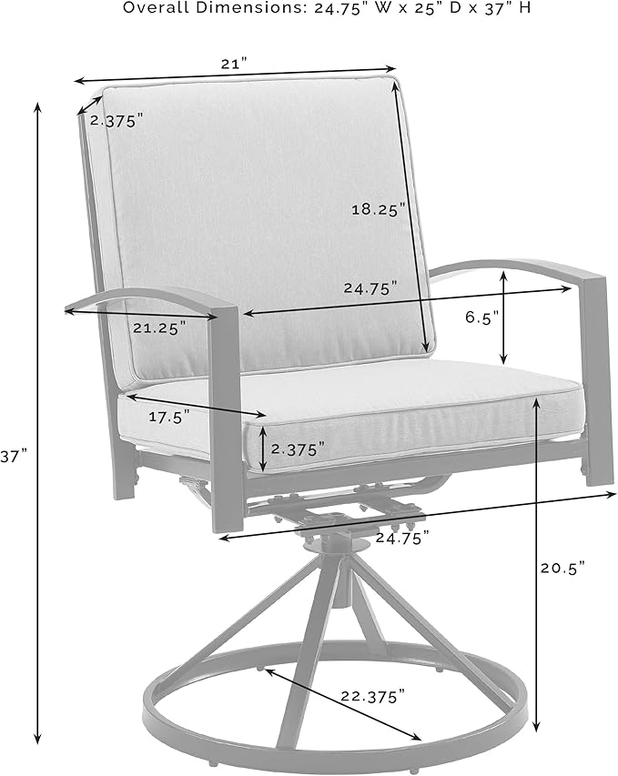 Crosley Furniture Kaplan 2-Piece Swivel Outdoor Chair Set, Dining Patio Chairs for Deck, Backyard, Oiled Bronze with Mist Cushions