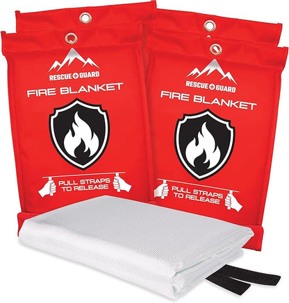 Fire Blanket 4 Pack 40”x40” - Fire Blankets Emergency for Home and Kitchen - Emergency Blankets for Survival - Home House Safety Supplies kit Must Haves - Firemen Safety Gifts and Essential Stuff