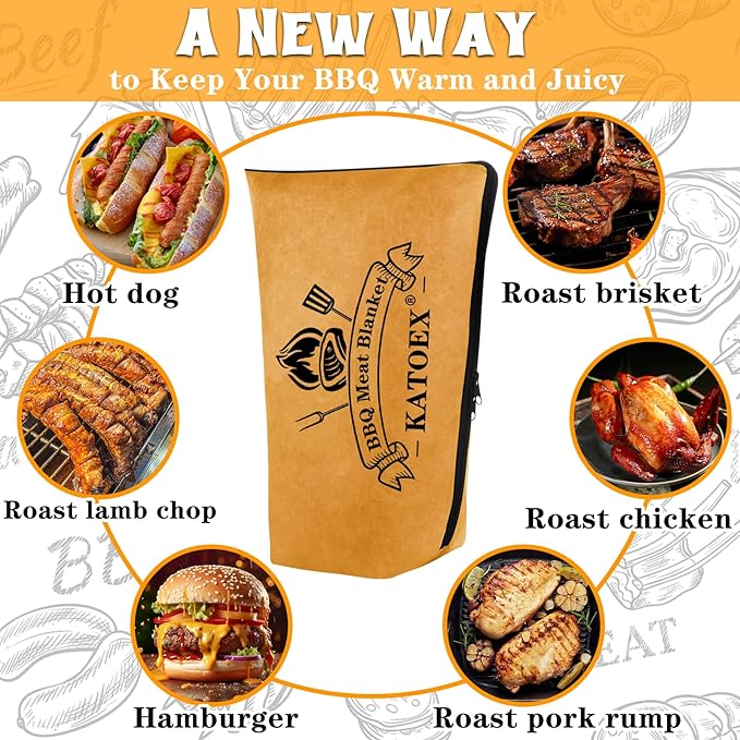 BBQ Blanket Insulated Meat Resting Bag Reusable Foldable & Lightweight Bbq Blanket For Resting Meat To Control Heat Loss For BBQ Smokers And Grilling (18in), Brown