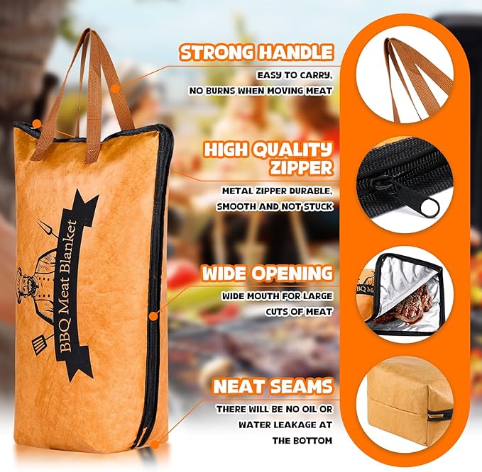 BBQ Blanket for Resting Meat,21in Meat Resting Blanket with Wide Mouth,Smoker Grilling Meat Insulated Resting Bag for Large Brisket/Beef/Pork Shoulders/Turkeys,Gifts for Men