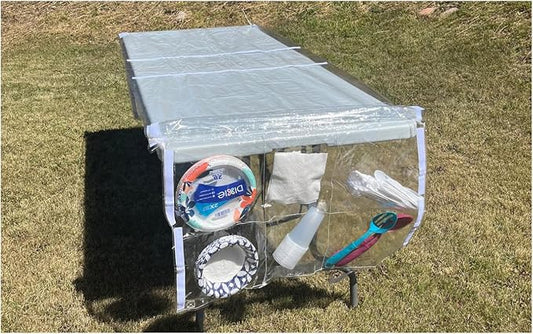 Water-Resistant Vinyl Cover - Reusable, Built-in Compartments for Plates, Cutlery & Dining Essentials – Fits 5 & 6 ft Tables – Perfect for Picnics, BBQs, Outdoor & Indoor Gatherings