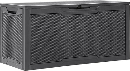YITAHOME 100 Gallon Resin Deck Box, Weather Resistant Outdoor Storage Box, Lockable Indoor Outdoor Storage for Supplies and Essentials, Dark Gray