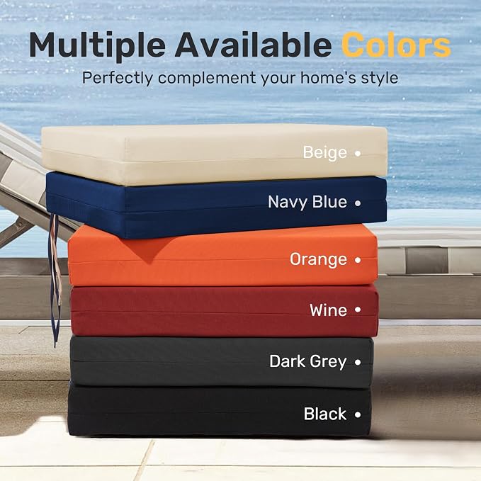 Outdoor Chair Cushions, Set of 4, 24"*24"*4", Water Resistant, Turquoise | High-Density Foam Patio Cushions with Ties, UV & Fade Resistant, Square Corner Seat Cushions for Outdoor Furniture