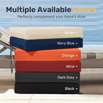 UNIKOME Outdoor Chair Cushions Pack of 4, Water Resistant Patio Cushions with Ties, High Density Sponge Filling Square Corner Seat Cushions for Outdoor Furniture, 19"*19"*3", Orange