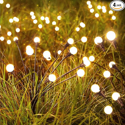 Brightown 4 Pack Solar Garden Lights, 48 LED Firefly Lights, 2 Lighting Modes, Wind Sway IP65 Waterproof Outdoor Lights for Garden Yard Pathway Decor, Warm White