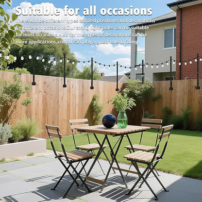 SINLEY 10 Pack Suspension Outdoor String Light Poles for Outside String Lights Hanging,with Clip and Holder,Light Post Mounting Stand for Patio Fence Wall Garden Backyard Deck