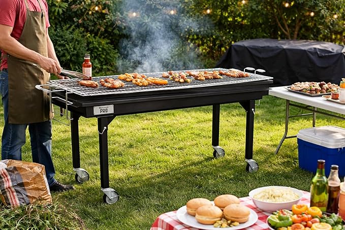Backyard Pro CHAR60 60" Heavy-Duty Steel Charcoal Grill with Removable Legs and Cover
