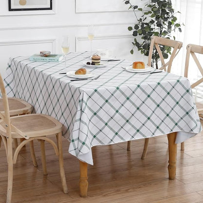 Heavy Duty Vinyl Tablecloth with Flannel Backing Waterproof Oil-Proof Plastic Table Cloth Stain-Resistant Wipeable Rectangle or Square Table Cover for Indoor and Outdoor (Green Plaid,54x54 Inch)