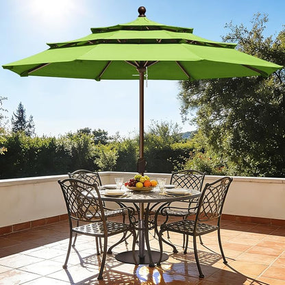 EliteShade USA 10-Year-Non-Fading 10ft 3-Tier Market Patio Umbrella, Commercial Grade Outdoor Table Umbrella with Crank Open, Windproof & UPF 50+ UV Protection, Heavy Duty Ventilation for Garden, Deck, Pool, Backyard, Beach & Bistro, No Tilt, Macaw Green