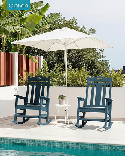 Ciokea Oversized Outdoor Rocking Chair, 380lbs Heavy-Duty Large Patio Rocker, Weather Resistant & Anti-Fade Porch Chair, High Back Cozy Rocking Chair for Outside, Fire Pit, Deck, Garden, Slate Blue