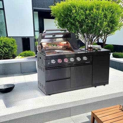 Modular Outdoor Kitchen Island with Gas Grill,72,000 BTU,46 Inch,Black