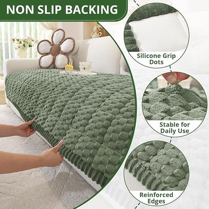 OstepDecor Couch Cover for Dogs, Washable Non Slip Sofa Cover for Pets | Soft Couch Covers for Sofa, Loveseat and Sectional, Furniture Protector Against Pet Hair & Dirt (20" x 24", Green)