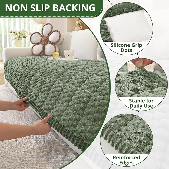 OstepDecor Couch Cover for Dogs, Washable Non Slip Sofa Cover for Pets | Soft Couch Covers for Sofa, Loveseat and Sectional, Furniture Protector Against Pet Hair & Dirt (35.4" x 70.9", Green)