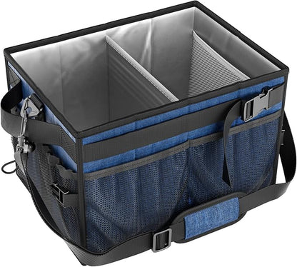 FANGSUN Large Grill and Picnic Caddy with Paper Towel Holder, BBQ Organizer for Utensils, Plates, Condiments, Collapsible & Easy-Carry Griddle Caddy, Must-Haves for Outdoor, Camper, Travel, Car, RV