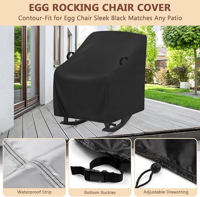 Cover for Adirondack Rocking Chair,Covers compatible with HDPE Adirondack Rocker,Patio Rocking Chair for Porch, Patio, Balcony(2-Pcs,29.5"W x 35.6"L x 37.7"H)