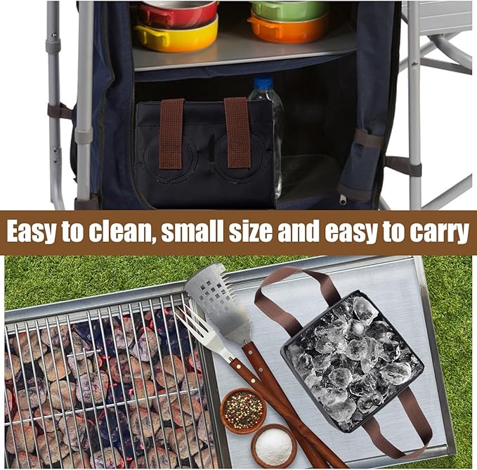 Grill Brush Soak Basin, Grill Brush Collapsible Water Bucket Square Barbecue Rescue Brush Dunk Tank Cleaning Basin for Grill Brush Bristle Free (Only Soak Basin No Grill Brush)