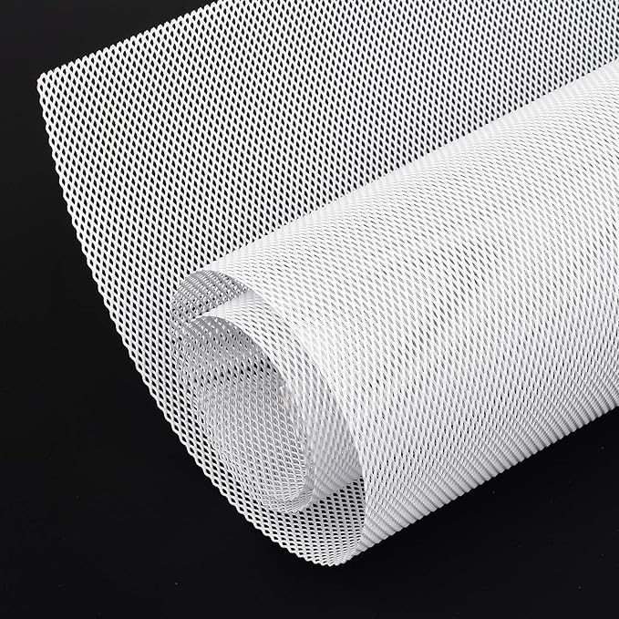 AggAuto Universal 40"x13" Car Grill Mesh 3x6mm Rhombic Hole White | Aluminum Alloy Automotive Grille Insert Bumper, One of the Most Multifunctional Shape Grids 100x33cm