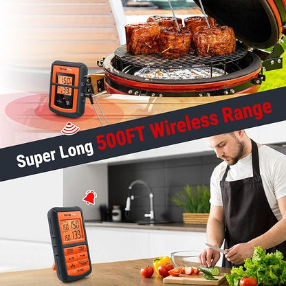 TempPro TP08B 500FT Wireless Meat Thermometer for Grilling Smoker BBQ Grill Oven Thermometer with Dual Probe Kitchen Cooking Steak Turkey Food Thermometer (Previously ThermoPro)