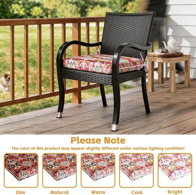 COZYVIDA Outdoor Chair Cushions Set of 4, 20"x20" Square Seat Pads with Tie Straps and YKK Zippers, 30D High-Density Foam, Water-Resistant Fabric,UV-Resistant 1000+ Hrs
