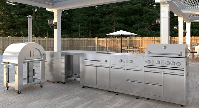 KoolMore Outdoor Kitchen 30 in. BBQ Liquid Propane Grill with Cabinet in Stainless-Steel (KM-OKS-BQ30-BQ30CAB)