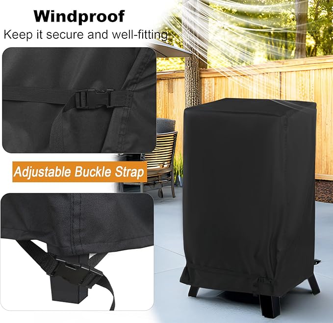 NetttyPro Smoker Cover for Outside Electric Masterbuilt Smoker 30 inch, Outdoor Waterproof Heavy Duty Square Vertical Small Grill Cover, 22" W x 20" D x 35" H, Black