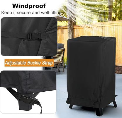 NetttyPro Smoker Cover for Outside Electric Masterbuilt Smoker 30 inch, Outdoor Waterproof Heavy Duty Square Vertical Small Grill Cover, 22" W x 20" D x 35" H, Black