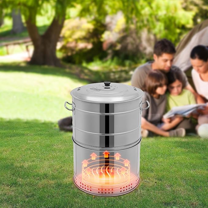 Stainless Steel Charcoal Grill Portable Charcoal BBQ Grill Barrel, Smokeless Outdoor Barbecue Grill with 50 Skewers for Camping Picnic and Backyard Barbecue