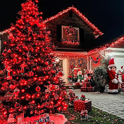 JMEXSUSS 66ft 200 LED Red String Lights Plug in | Clear Wire, connectable, 8 modes, Timer, Outdoor Indoor for Room Party Tree Halloween Christmas Decorations