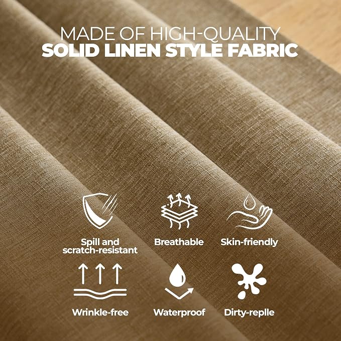 Decorelia Waterproof Round Tablecloth for Round Dining Table, Decorative Rustic Soft Wipeable Table Cloths Cover Indoor Outdoor Use for Holiday,Wedding, Kitchen (70 Inch,Round (4-6 Seats),Natural)