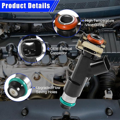 Fuel Injectors Set of 4 Compatible with Chevy Malibu 2008-2012, Cobalt 2008-2010, HHR 2008, Pontiac G5 2008, G6 2008-2010, Saturn Aura Sky Vue 2.2L 2.4L Replace FJ985 800-2021N