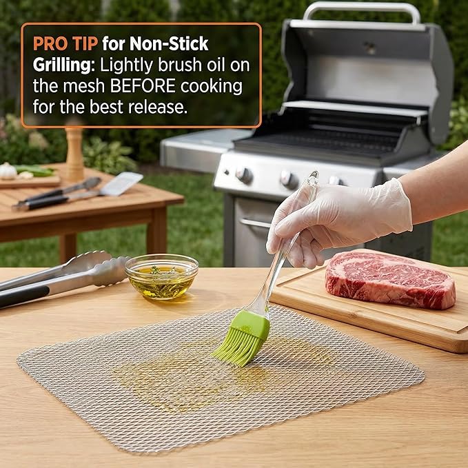 10 Pack Disposable Grill Topper, 15.3x12.2" Non-Stick Aluminum BBQ Grill Mesh Mat, Outdoor Grilling Grates Cover for Meat Veggies Fish, Baking Roasting Tray
