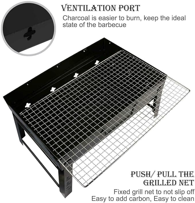 Portable Charcoal Grill for Camping BBQ, Outdoor Barbecue Grill Foldable Stove for 1-6 Persons Picnic Travel Beach Party, Lightweight Camping BBQ Grills with Handle,A-1
