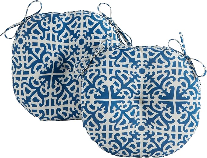 Greendale Home Fashions Azure Outdoor 15-inch Bistro Seat Cushion, Set of 2