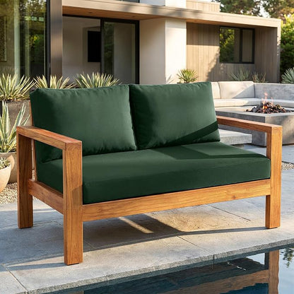 Outdoor Loveseat Cushion Set, 48" x 24" Loveseat Cushions for Outdoor Furniture, Waterproof & Fade-Resistant Patio Furniture Cushions, Deep Seat Cushion for Bench, Swing and Couch, ForestGreen