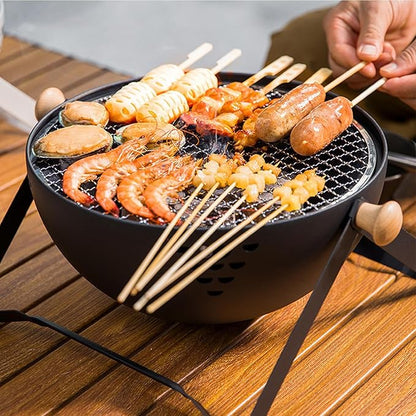 Charcoal Grill,Foldable Portable Heat-Resistant Stove | Barbeque Grill with Anti-Scalding Handle | for Outdoor Garden Table Travel Picnic Pan-Fried Meat Tea Brewing Hot Pot Cooking