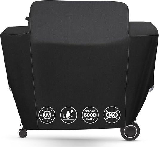 QuliMetal Grill Cover for Traeger Ironwood 885 Wood Pellet Grill, BAC513, Heavy Duty Premium Waterproof Fade Resistant Outdoor BBQ Grill Cover with Elastic Drawstrings, Full Length, Black