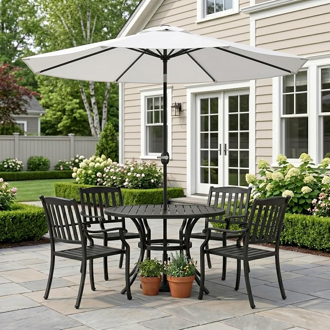 Greesum 9FT Outdoor Patio Umbrella, Table Umbrella for Yard, Market, Heavy-Duty Waterproof Pool Umbrella with 8 Sturdy Ribs, UV Protection for Beach, Deck, Garden, Backyard